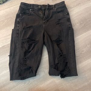 black ripped mom jeans